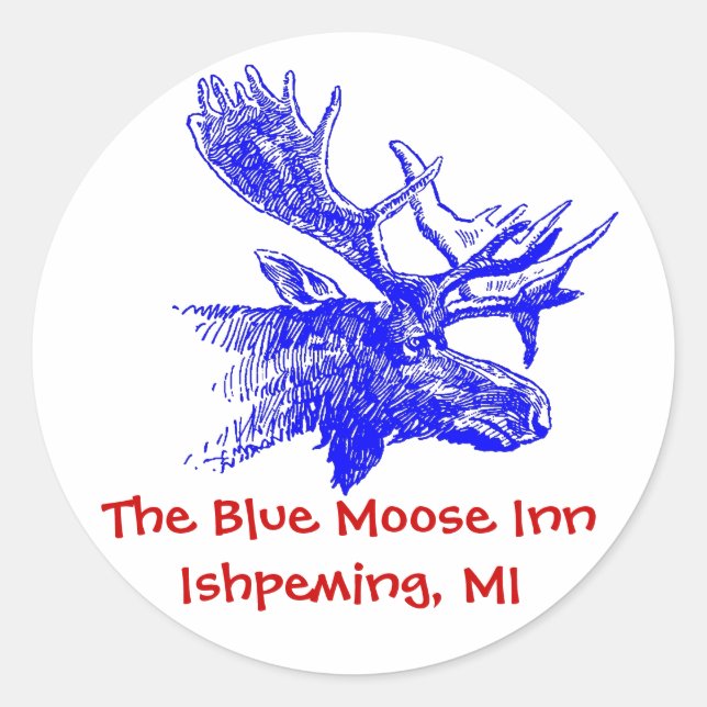 Rond Sticker Blue Moose Personnaliser N'Importe Quel Te (Devant)