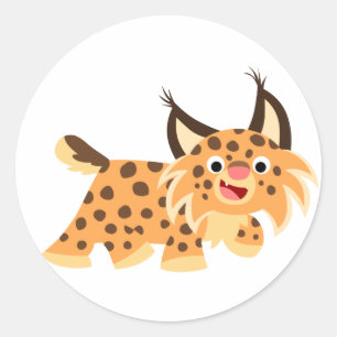 Rond Sticker Bobcat Facétitif Cute