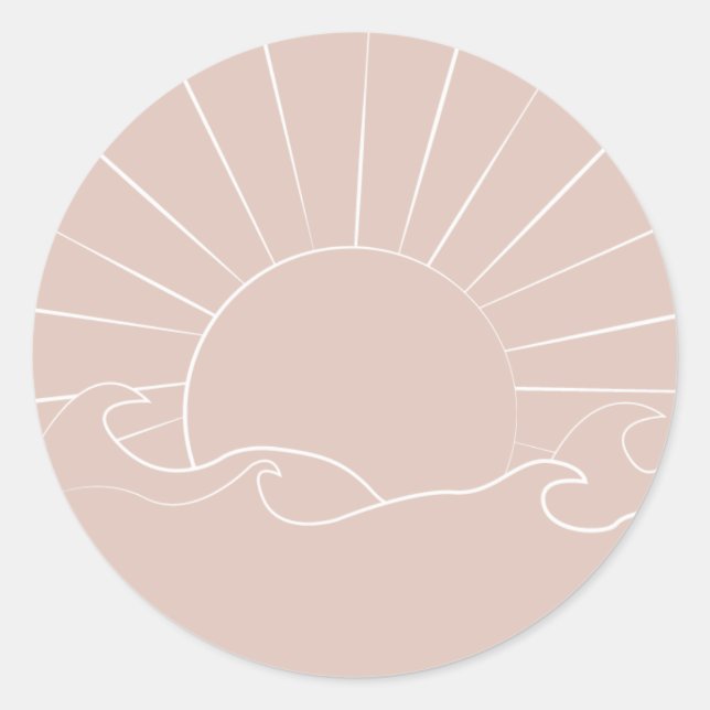 Rond Sticker Bohemian Sun et Waves (Devant)