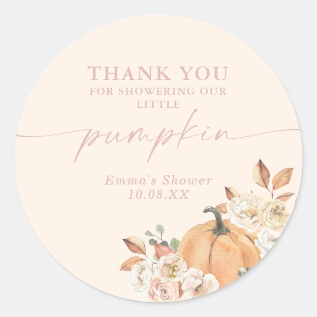 Rond Sticker Boho Fall Citrouille Merci Favoriser (Devant)