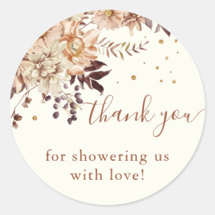 Rond Sticker Boho Floral Fall Baby shower Classic Round