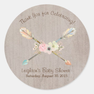 Rond Sticker Boho Rustic Baby ou Fête des mariées Favor