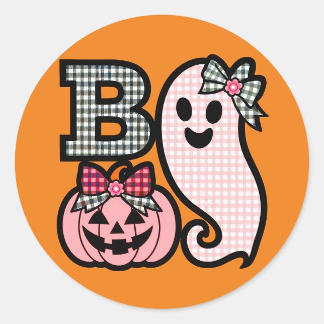 Rond Sticker Boo Halloween Cute (Devant)