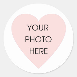 Rond Sticker Bordure Coeur Blanc