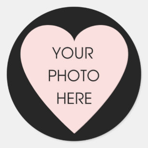 Rond Sticker Bordure Coeur Noir