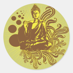 Rond Sticker Bouddha Swirls