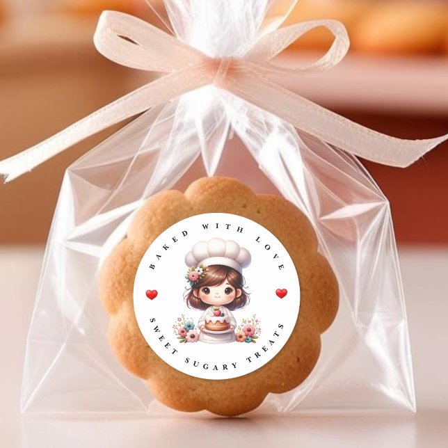 Rond Sticker Boulangerie Moderne Cuite Avec Amour (Créateur téléchargé)