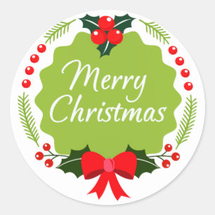 Rond Sticker branché Joyeux Noël Wreath