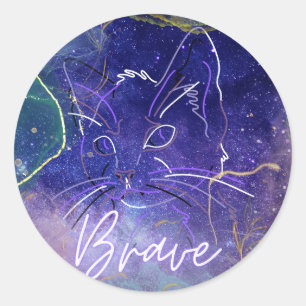Rond Sticker "Brave Cat"
