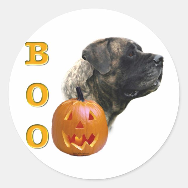Rond Sticker Brindle Mastiff Boo (Devant)