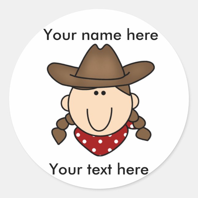 Rond Sticker BROWN COWGIRL PERSONNALISÉ (Devant)