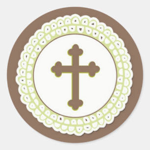Rond Sticker Brown Green Holy Cross