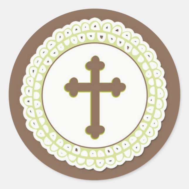Rond Sticker Brown Green Holy Cross (Devant)