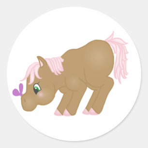 Rond Sticker Brown Pony