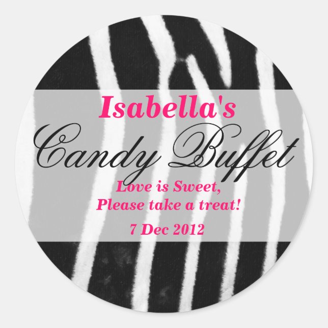 Rond Sticker Buffet de bonbons imprimé Zebra (Devant)