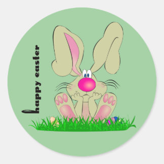 Rond Sticker Bunny de Pâques
