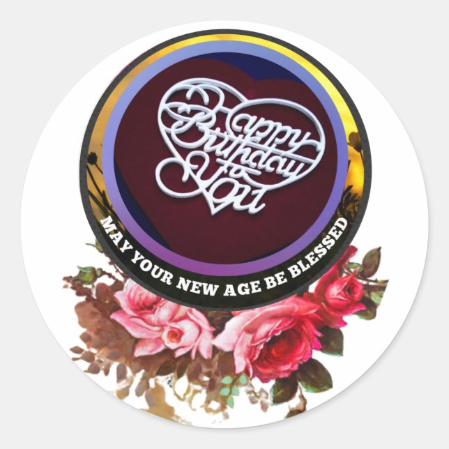 Rond Sticker cadeau d'anniversaire personnalisé (Devant)