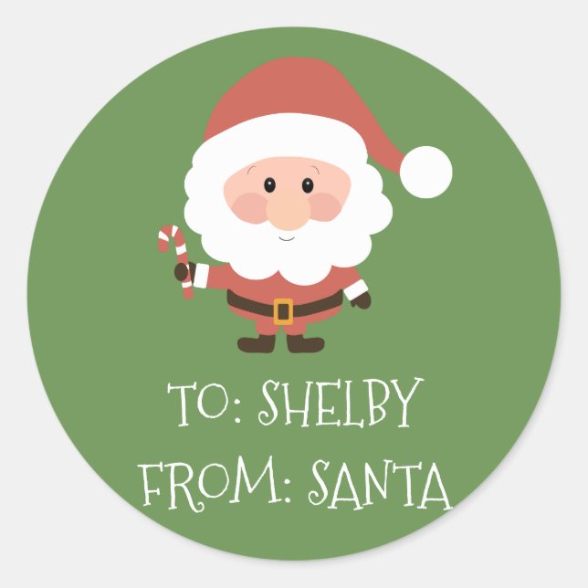 Rond Sticker cadeau de Noël de Père Noël (Devant)