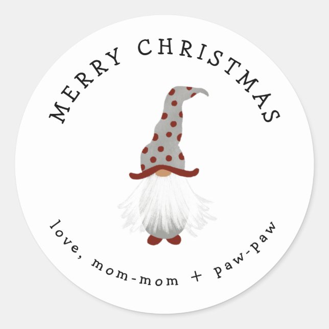 Rond sticker cadeau de Noël Little Gnome (Devant)
