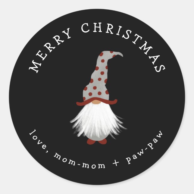 Rond sticker cadeau de Noël Little Gnome (Devant)