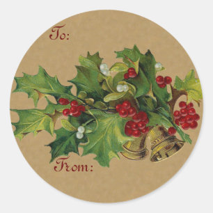 Rond sticker cadeau de Noël vintage