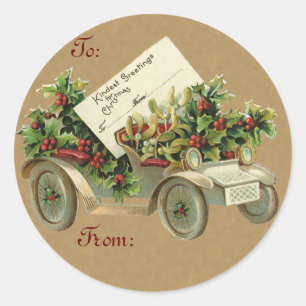Rond sticker cadeau de Noël vintage