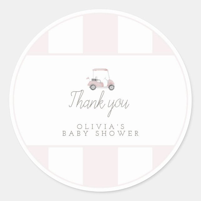 Rond sticker cadeau de voiturette de golf rose (Devant)