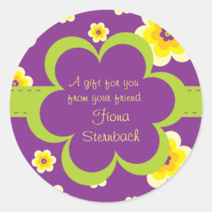 Rond Sticker cadeau floral courbé