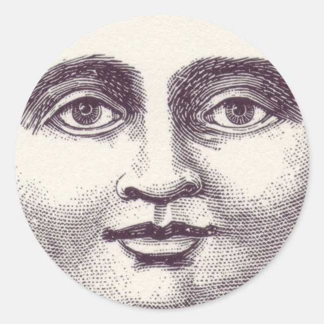 Rond Sticker cadeau visage lune (Devant)