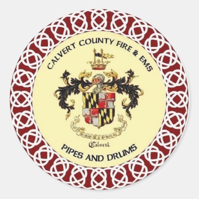 Rond Sticker Calvert County Pipes and Drums (Devant)