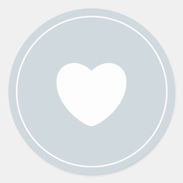 Rond Sticker cardiaque minimaliste | Bleu océan (Devant)