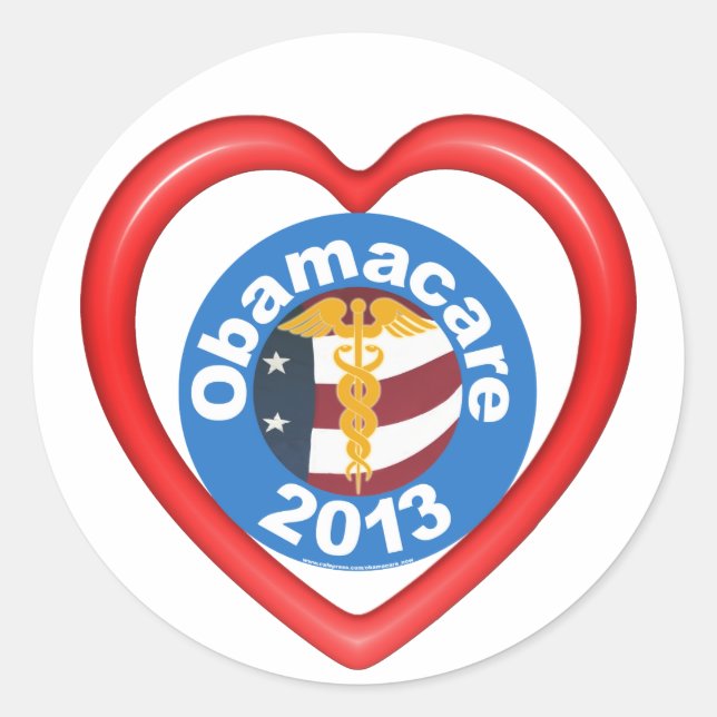 Rond Sticker cardiaque Obamacare (Devant)