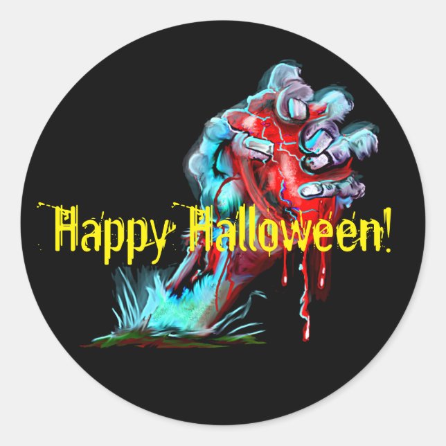 Rond Sticker cardiaque saignant la main Zombie (Devant)