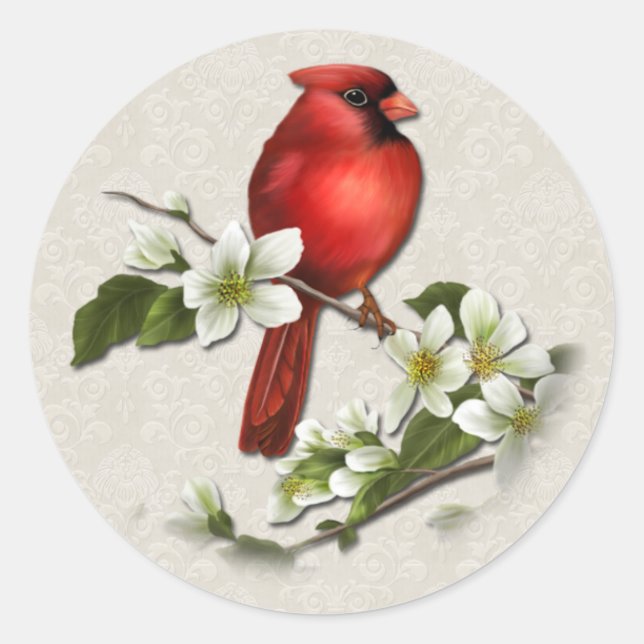 Rond Sticker cardinal et Dogwood masculin (Devant)