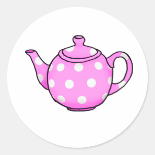 Rond Sticker Carré de théière rose Betty
