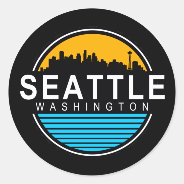 Rond Sticker Carré de voyage Seattle Washington Skyline (Devant)