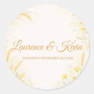 Rond Sticker carré Elegant Botanical Wedding