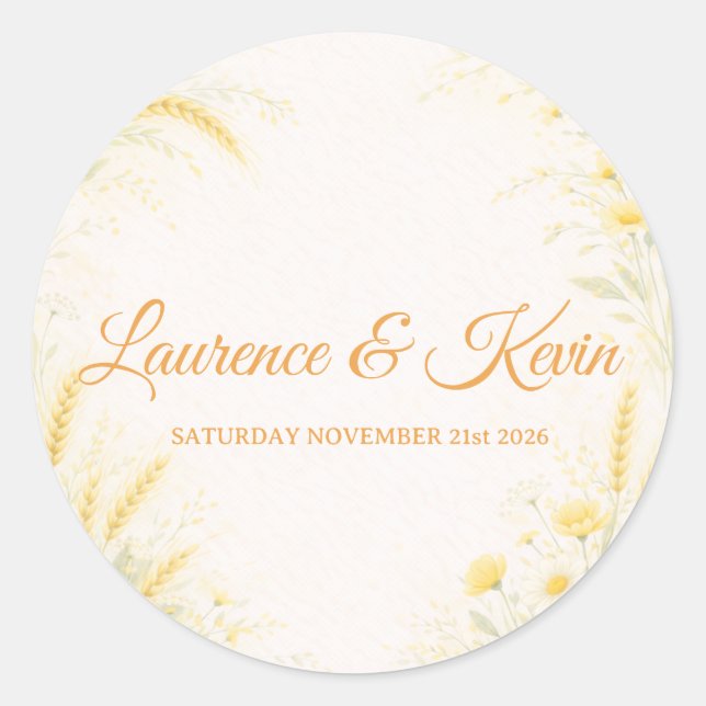 Rond Sticker carré Elegant Botanical Wedding (Devant)