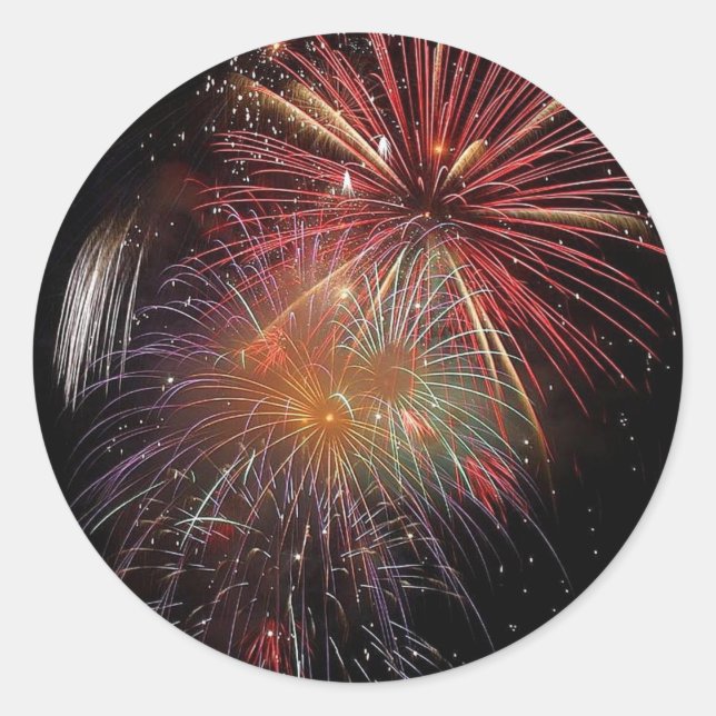 Rond Sticker Carré pour le nouvel an Fireworks (Devant)