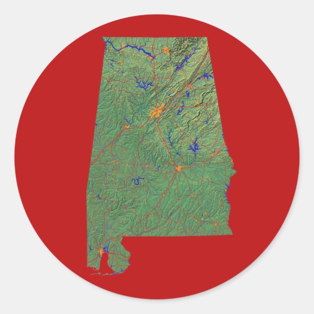 Rond Sticker Carte Alabama (Devant)