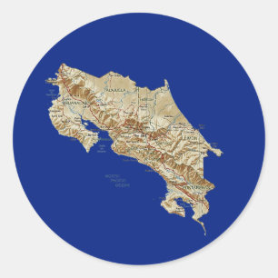 Rond Sticker Carte Costa Rica