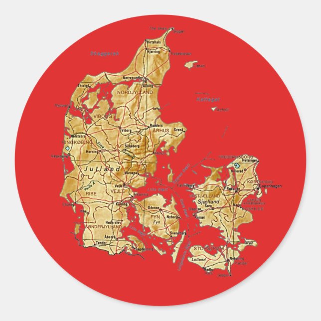 Rond Sticker Carte Danemark (Devant)