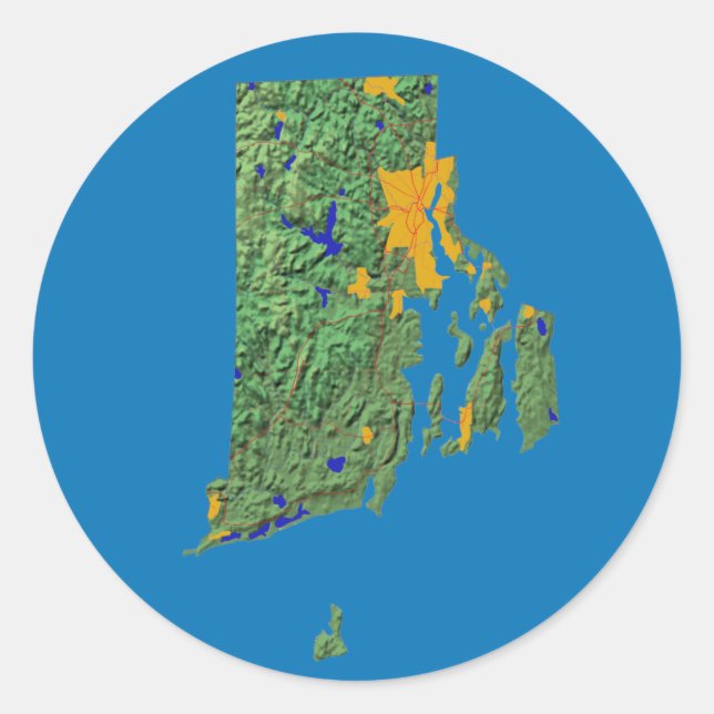 Rond Sticker Carte de l'île Rhode (Devant)