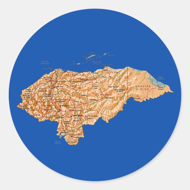 Rond Sticker Carte Honduras (Devant)