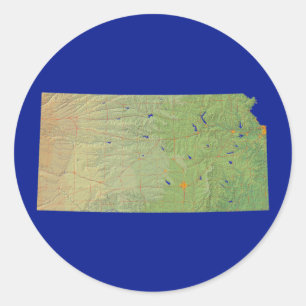 Rond Sticker Carte Kansas