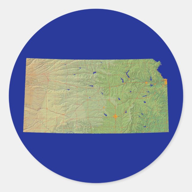 Rond Sticker Carte Kansas (Devant)