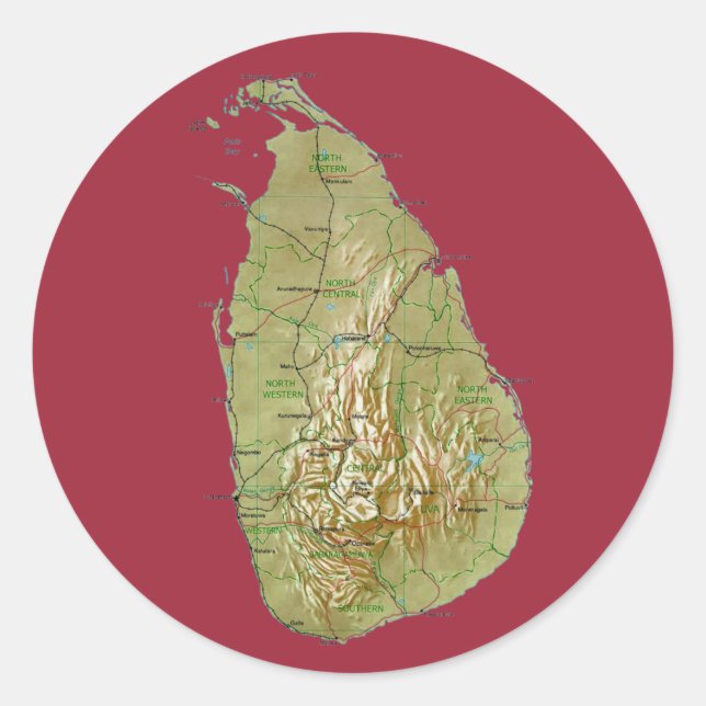 Rond Sticker Carte Sri Lanka (Devant)