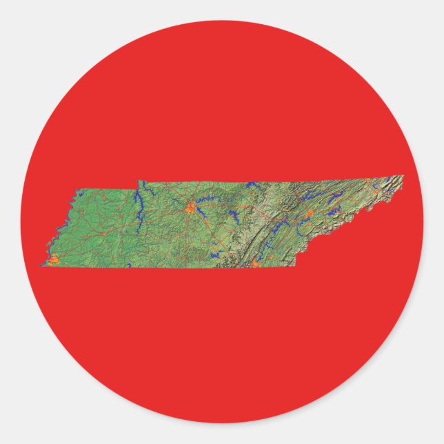 Rond Sticker Carte Tennessee (Devant)