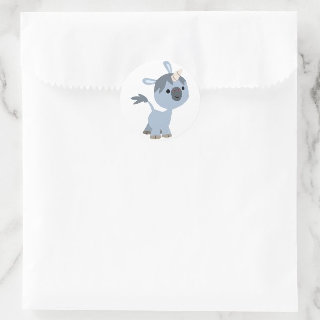 Rond Sticker Cartoon Bébé Unicorn mignonne (Sac)