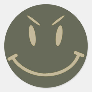 Rond Sticker Casquette de portée, Face mal, Style 2